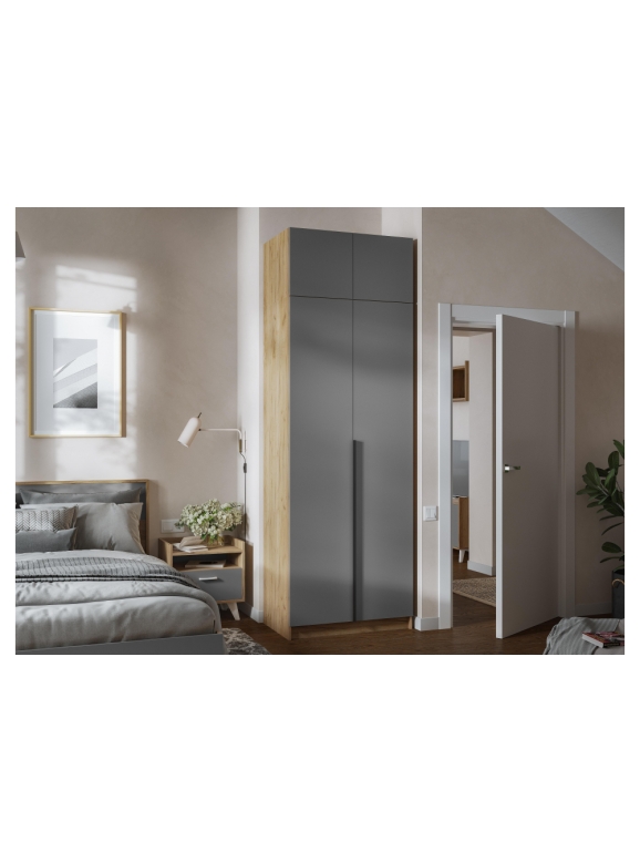 Шкаф Широн 800 графит серый / дуб крафт золото с антресолью