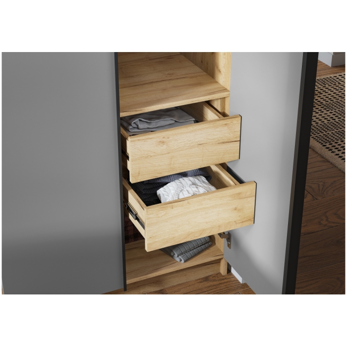 Шкаф Широн 800 графит серый / дуб крафт золото с антресолью