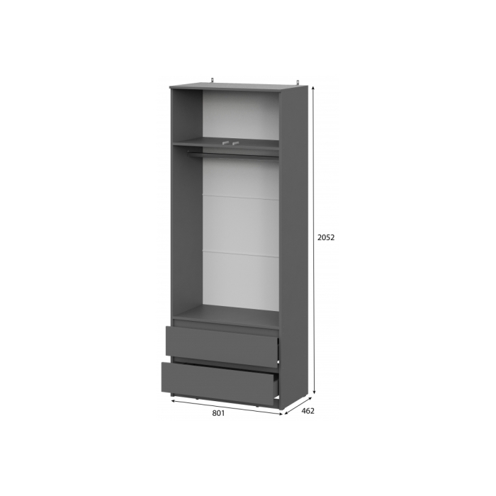 Шкаф Сибити двухстворчатый графит серый