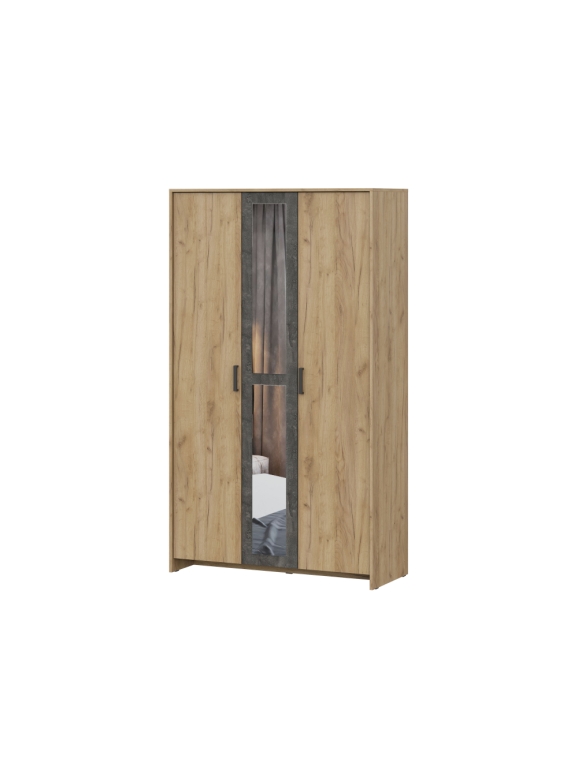 Шкаф трехстворчатый Taika дуб золотой / камень темный