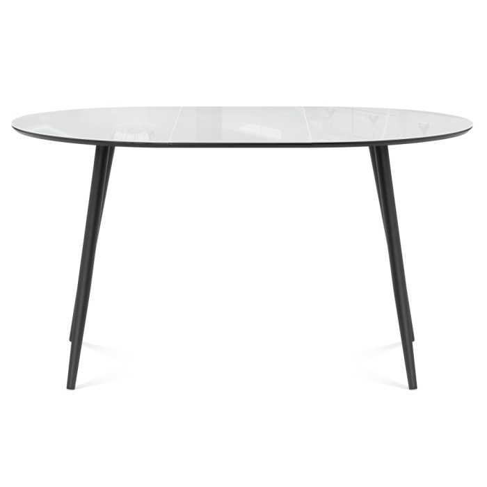 Стеклянный стол Абилин 100(140)х100х76 ультра белое стекло / черный / черный матовый