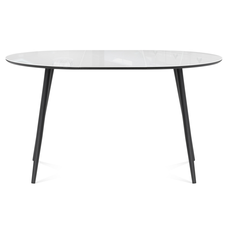 Стеклянный стол Абилин 100(140)х100х76 ультра белое стекло / черный / черный матовый