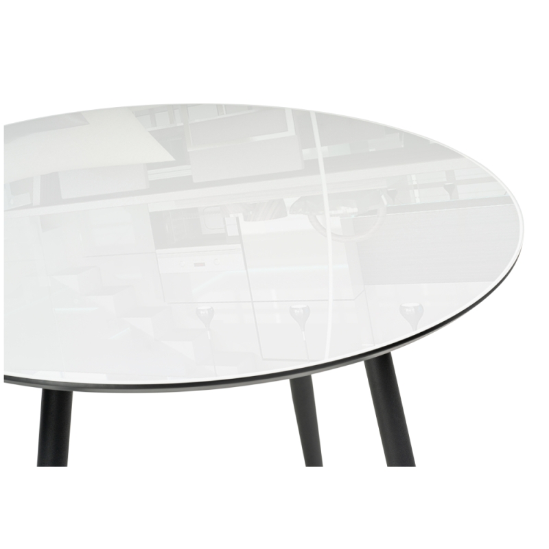 Стеклянный стол Абилин 100х76 ультра белый / черный / черный матовый