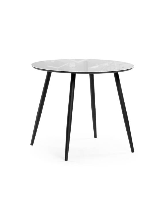 Стеклянный стол Абилин 90х76 ультра белое стекло / черный / черный матовый