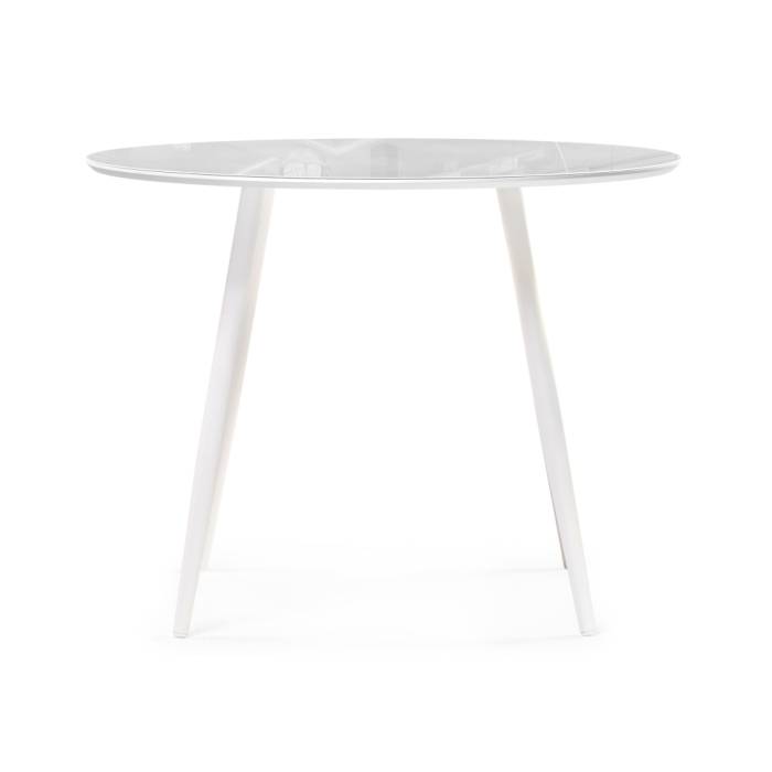 Стеклянный стол Абилин 90х76 ультра белое стекло / белый матовый