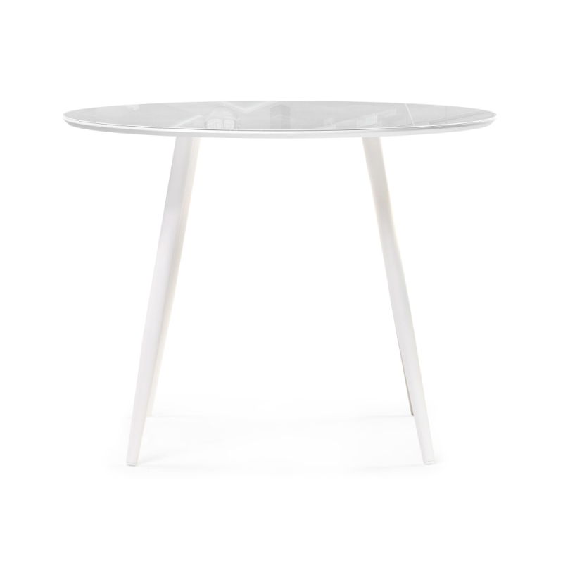 Стеклянный стол Абилин 90х76 ультра белое стекло / белый матовый