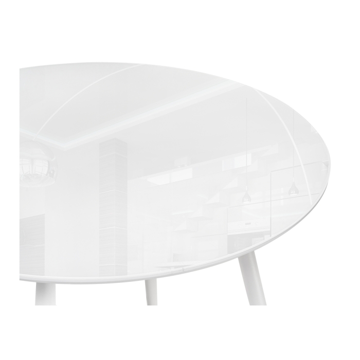 Стеклянный стол Абилин 90х76 ультра белое стекло / белый матовый