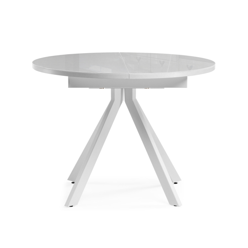 Стеклянный стол Ален 100(140)х100х75 ультра белое стекло / белый