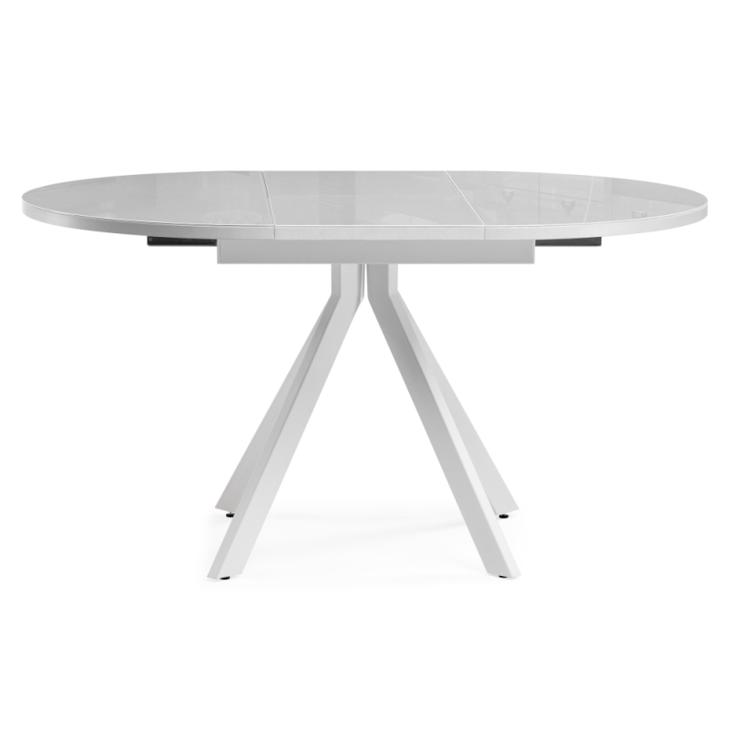 Стеклянный стол Ален 100(140)х100х75 ультра белое стекло / белый