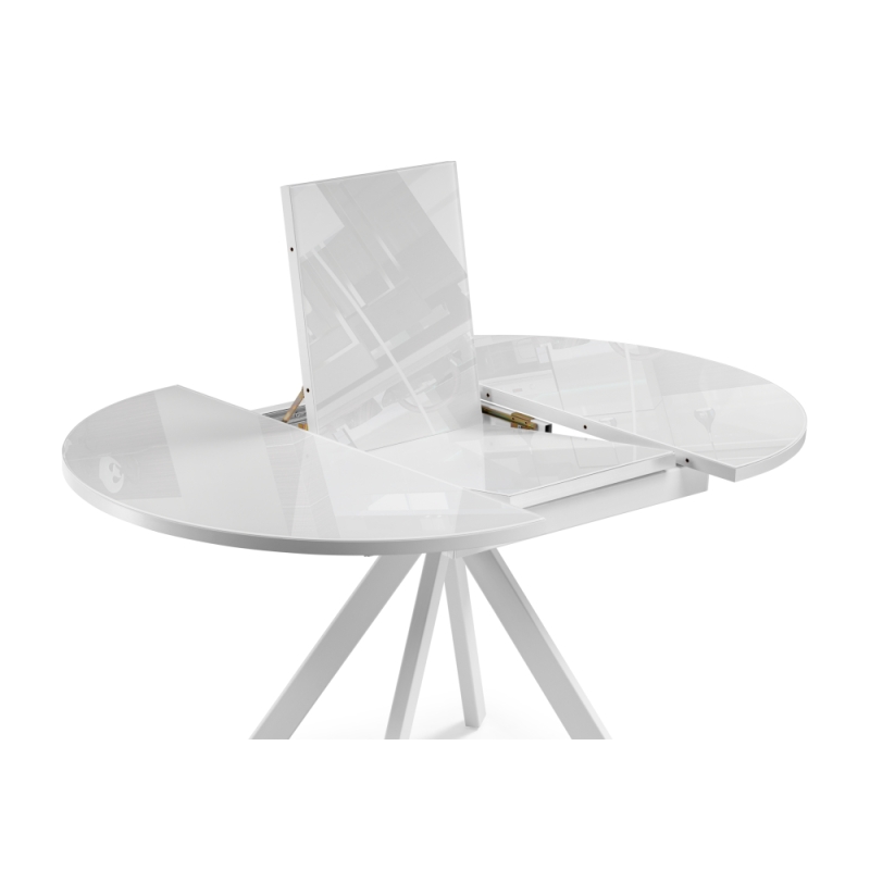 Стеклянный стол Ален 100(140)х100х75 ультра белое стекло / белый