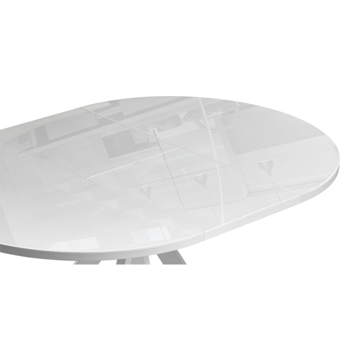 Стеклянный стол Ален 100(140)х100х75 ультра белое стекло / белый