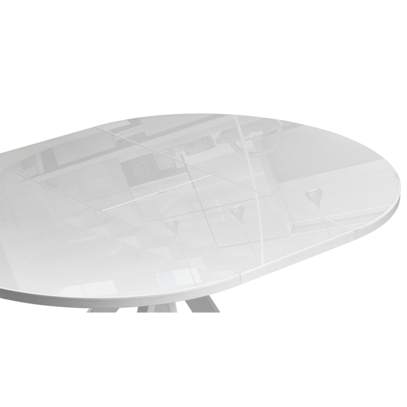 Стеклянный стол Ален 100(140)х100х75 ультра белое стекло / белый