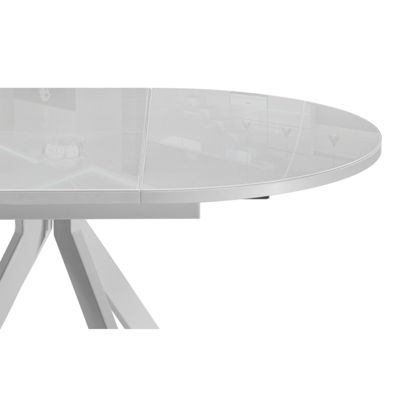 Стеклянный стол Ален 100(140)х100х75 ультра белое стекло / белый