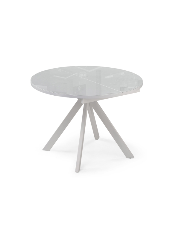 Стеклянный стол Ален 100(140)х100х75 ультра белое стекло / белый