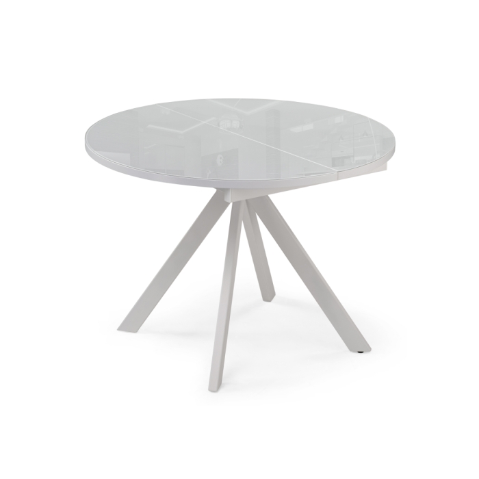 Стеклянный стол Ален 100(140)х100х75 ультра белое стекло / белый