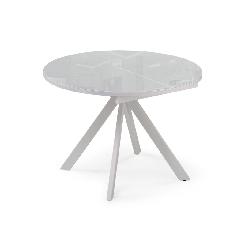 Стеклянный стол Ален 100(140)х100х75 ультра белое стекло / белый