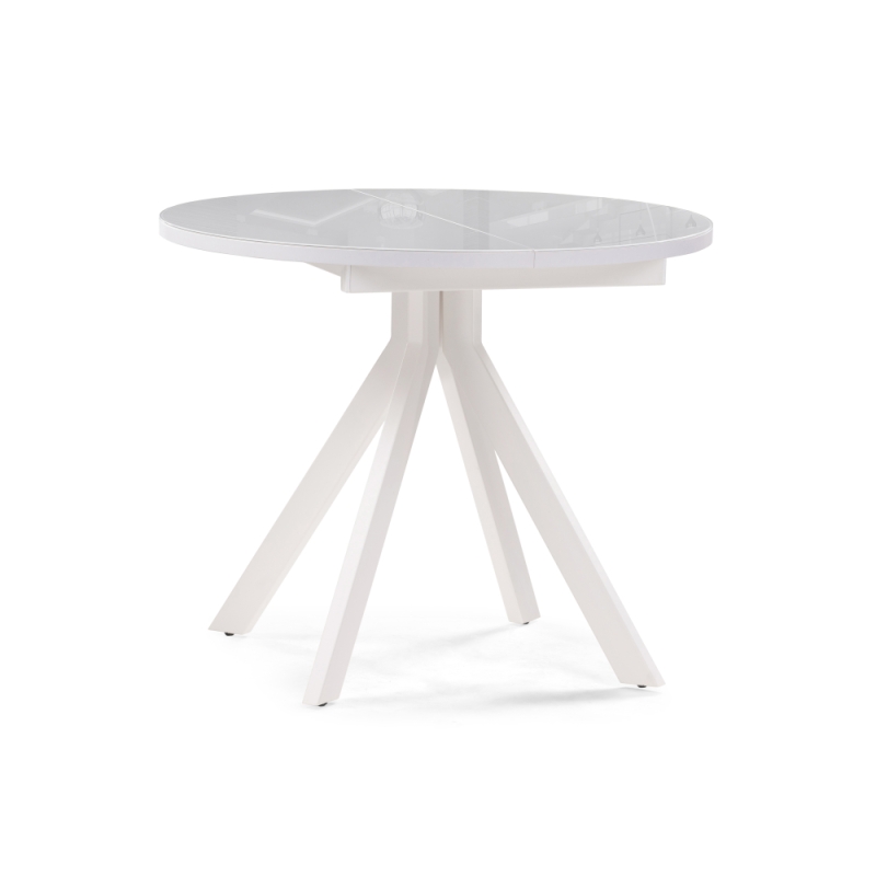 Стеклянный стол Ален 90(120)х90х75 белый