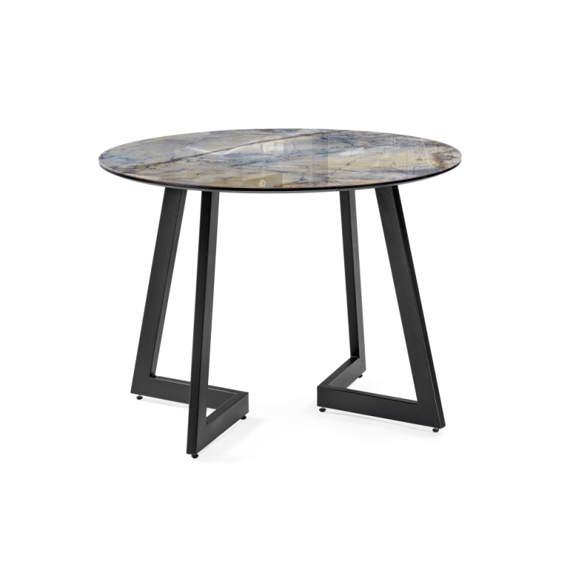 Стеклянный стол Алингсос 100(140)х100х76 магеллан / черный