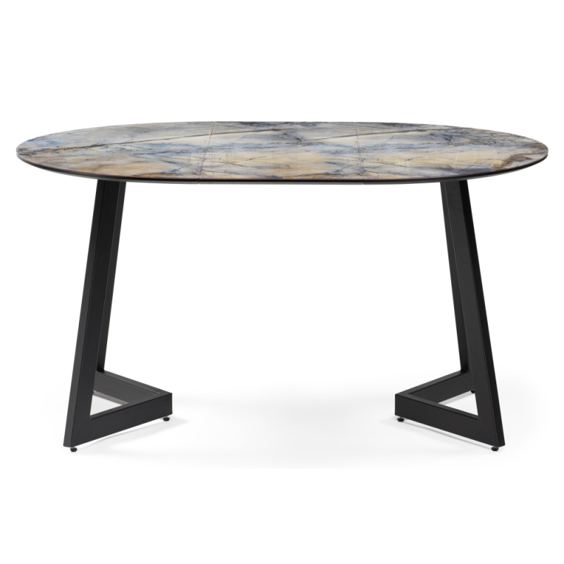 Стеклянный стол Алингсос 100(140)х100х76 магеллан / черный