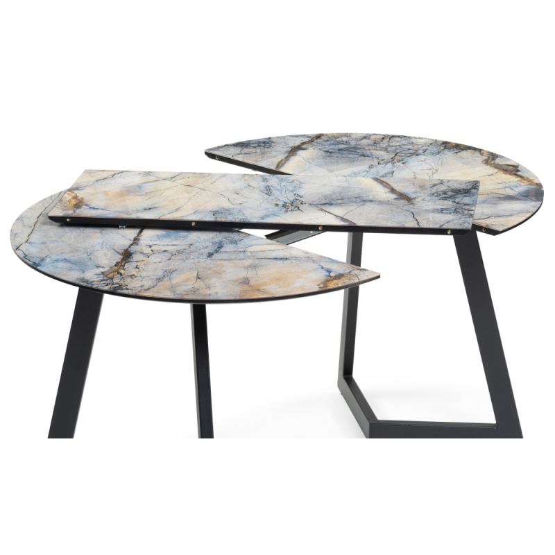 Стеклянный стол Алингсос 100(140)х100х76 магеллан / черный