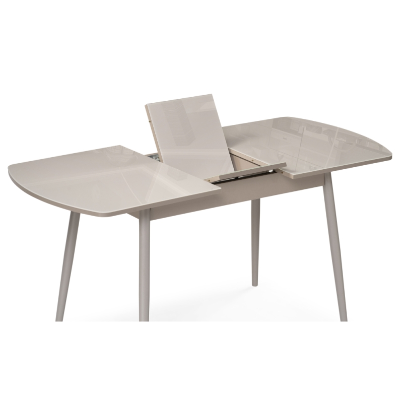 Стеклянный стол Бейкер 120(152)х70х75 латте / капучино