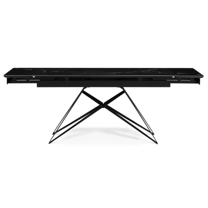 Стеклянный стол Блэкберн 140(200)х80х75 черный мрамор / черный