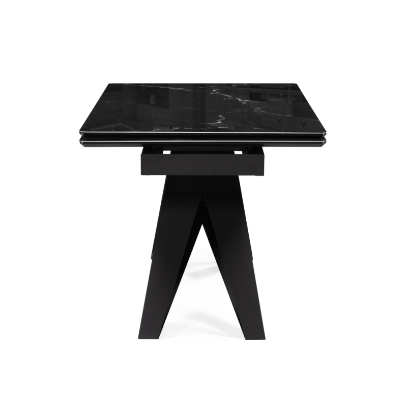 Стеклянный стол Блэкберн 140(200)х80х75 черный мрамор / черный
