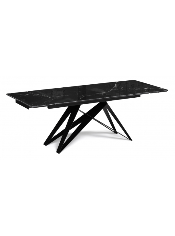 Стеклянный стол Блэкберн 160(220)х90 черный мрамор / черный