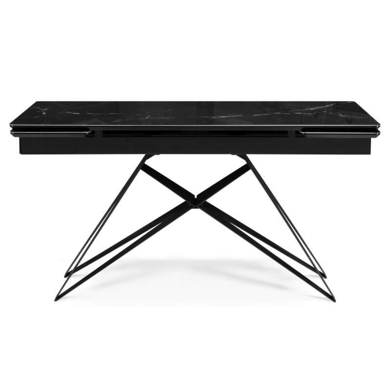 Стеклянный стол Блэкберн 160(220)х90 черный мрамор / черный