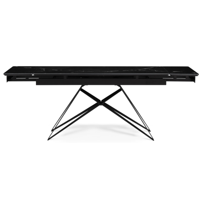 Стеклянный стол Блэкберн 160(220)х90 черный мрамор / черный