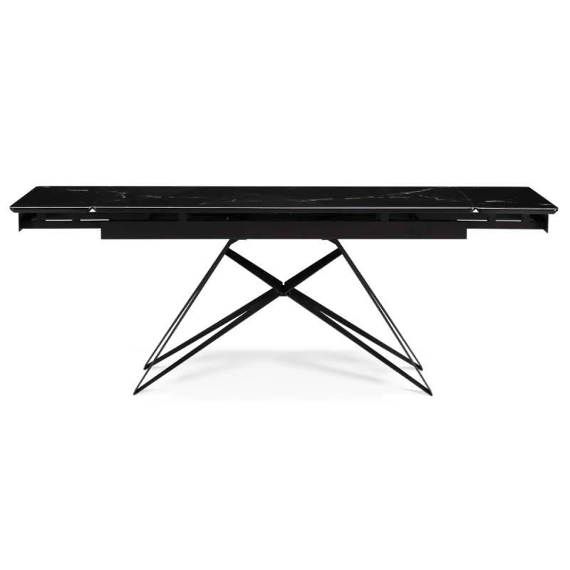 Стеклянный стол Блэкберн 160(220)х90 черный мрамор / черный