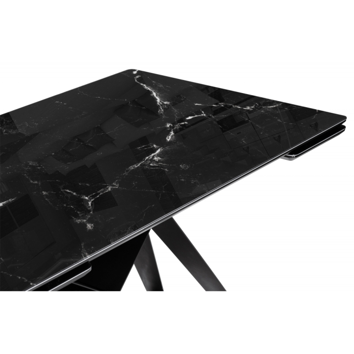 Стеклянный стол Блэкберн 160(220)х90 черный мрамор / черный