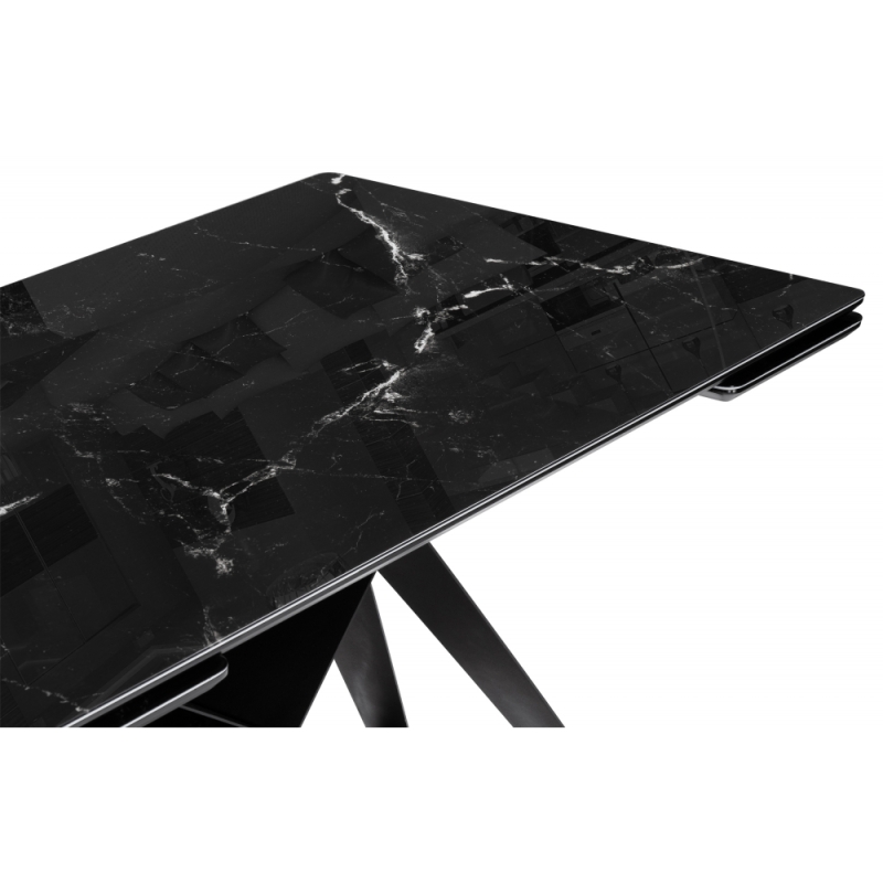 Стеклянный стол Блэкберн 160(220)х90 черный мрамор / черный