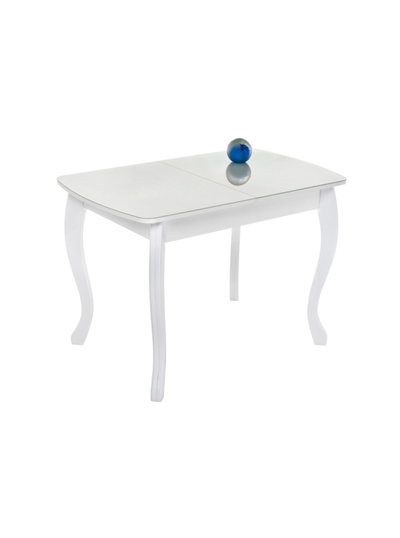 Стеклянный стол Бриллиант 110(140)х68х76 белый