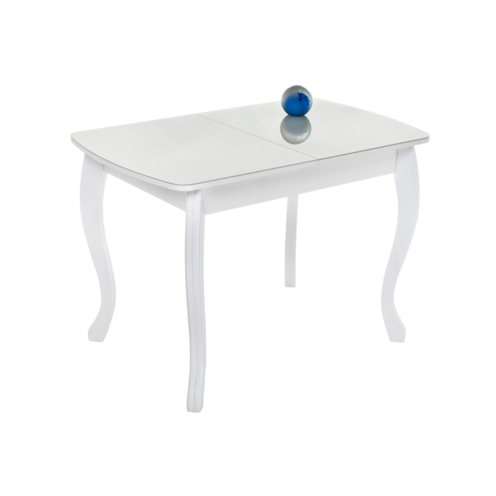 Стеклянный стол Бриллиант 110(140)х68х76 белый