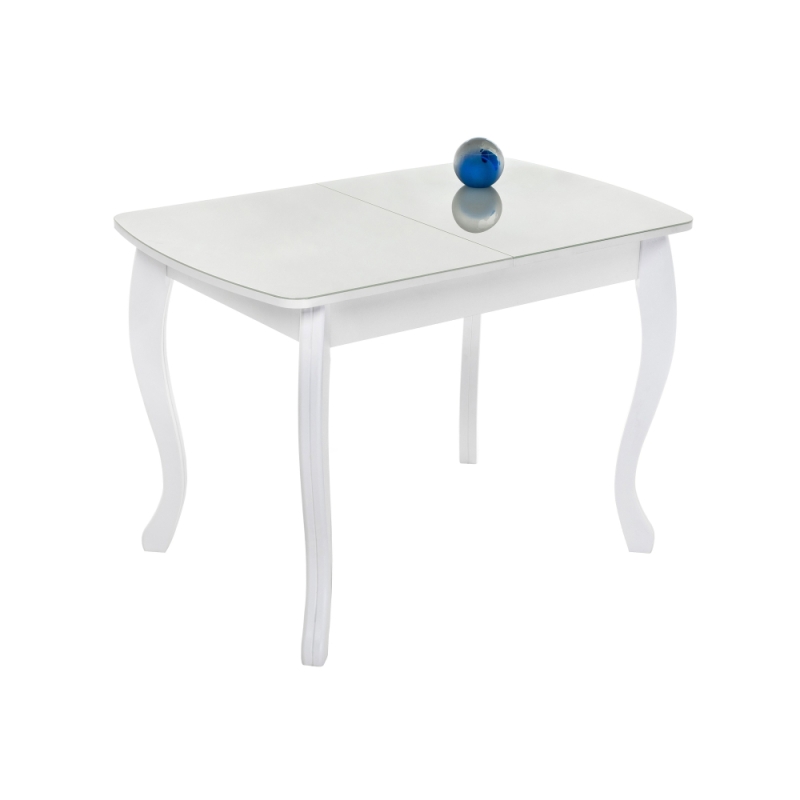 Стеклянный стол Бриллиант 110(140)х68х76 белый