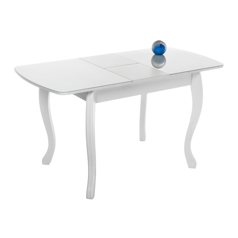 Стеклянный стол Бриллиант 110(140)х68х76 белый