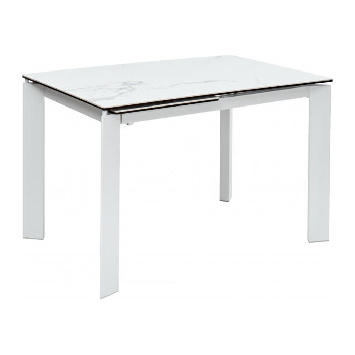 Стеклянный стол Corner 120 matte statuario белый мрамор матовый / белый