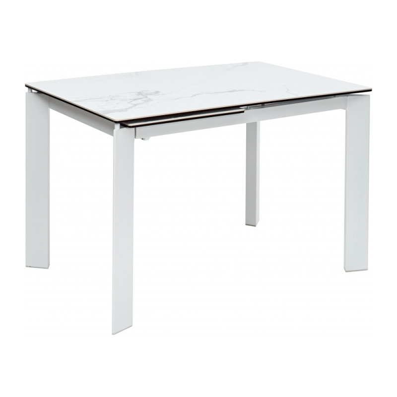 Стеклянный стол Corner 120 matte statuario белый мрамор матовый / белый