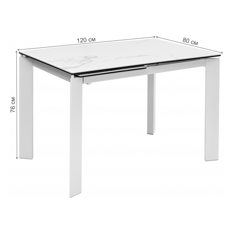 Стеклянный стол Corner 120 matte statuario белый мрамор матовый / белый