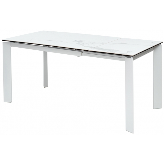 Стеклянный стол Corner 120 matte statuario белый мрамор матовый / белый