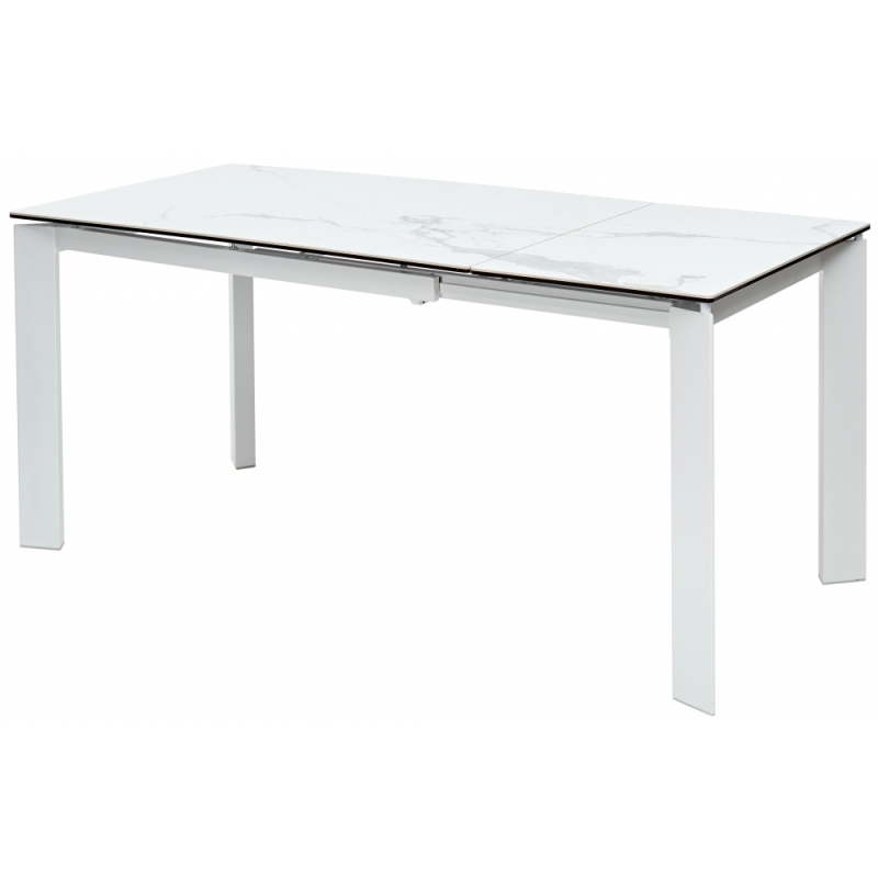 Стеклянный стол Corner 120 matte statuario белый мрамор матовый / белый