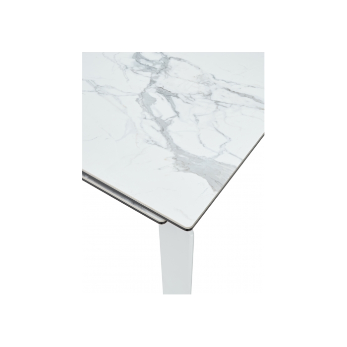 Стеклянный стол Corner 120 matte statuario белый мрамор матовый / белый