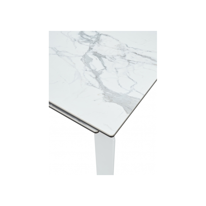 Стеклянный стол Corner 120 matte statuario белый мрамор матовый / белый