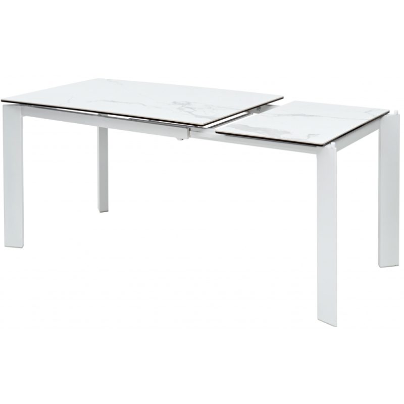 Стеклянный стол Corner 120 matte statuario белый мрамор матовый / белый