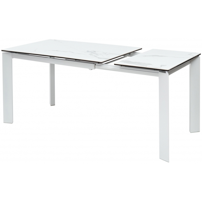 Стеклянный стол Corner 120 matte statuario белый мрамор матовый / белый