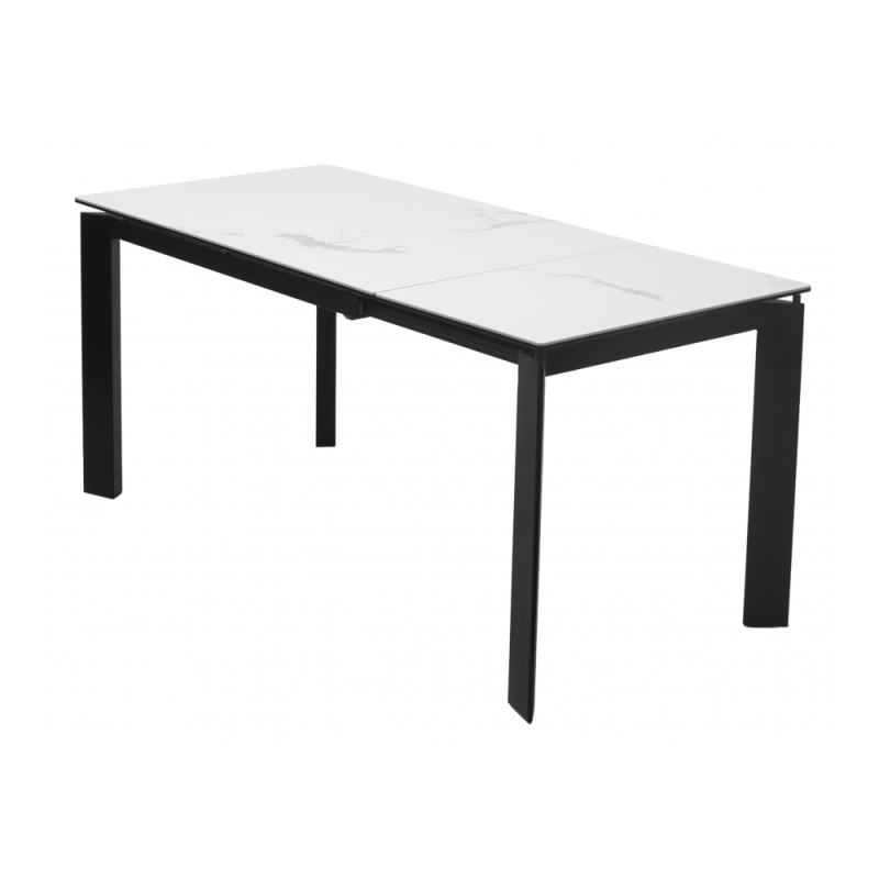 Стеклянный стол Corner 120 matte statuario стекло белый мрамор матовый / керамика черный