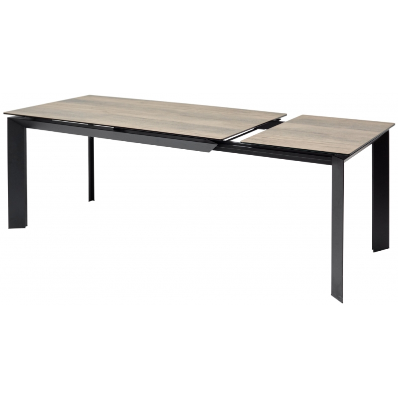 Стеклянный стол Cremona 140 KL-61 итальянская керамика под дерево / черный 