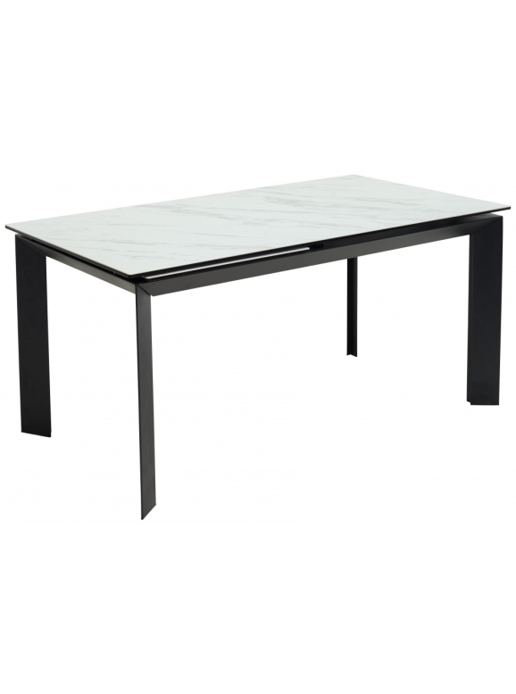 Стеклянный стол Cremona 140 KL-99 белый мрамор матовый / итальянская керамика / черный