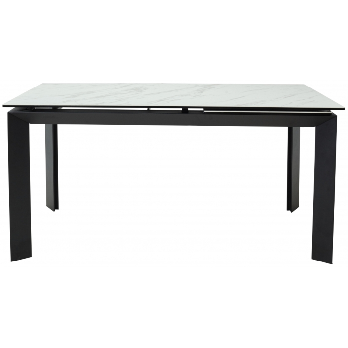 Стеклянный стол Cremona 140 KL-99 белый мрамор матовый / итальянская керамика / черный